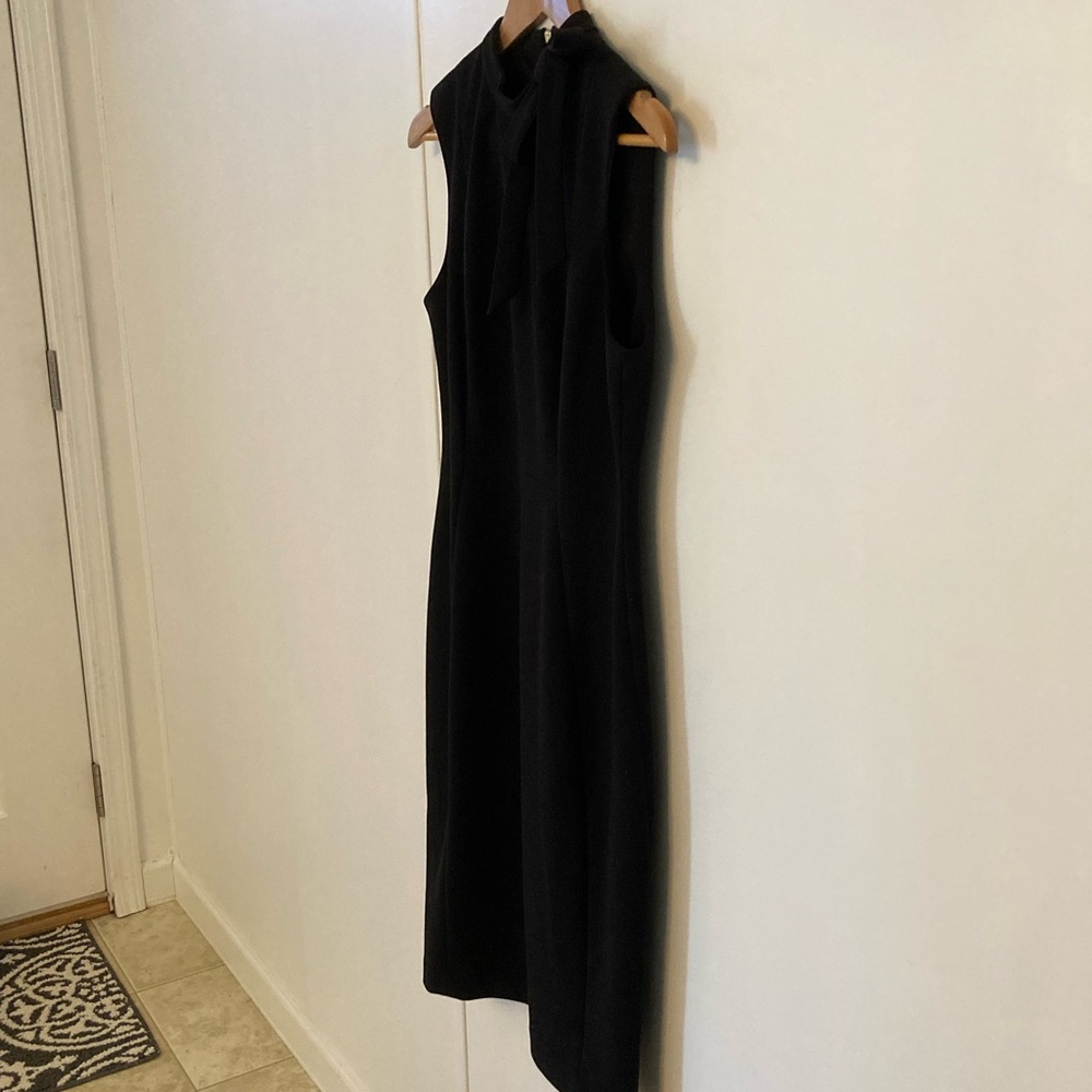 Calvin Klein Black Midi Pencil  Dress Sleeveless With Bow Size 8 - Picture 8 of 12